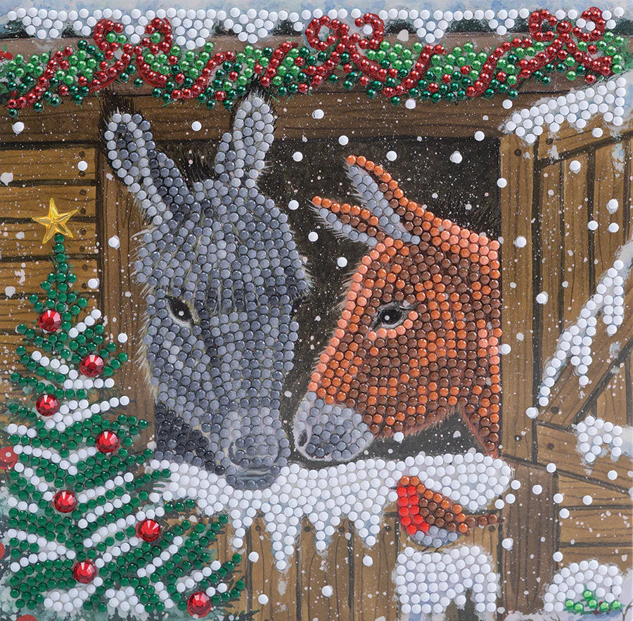Crystal Art Card Kit: Winter Donkeys