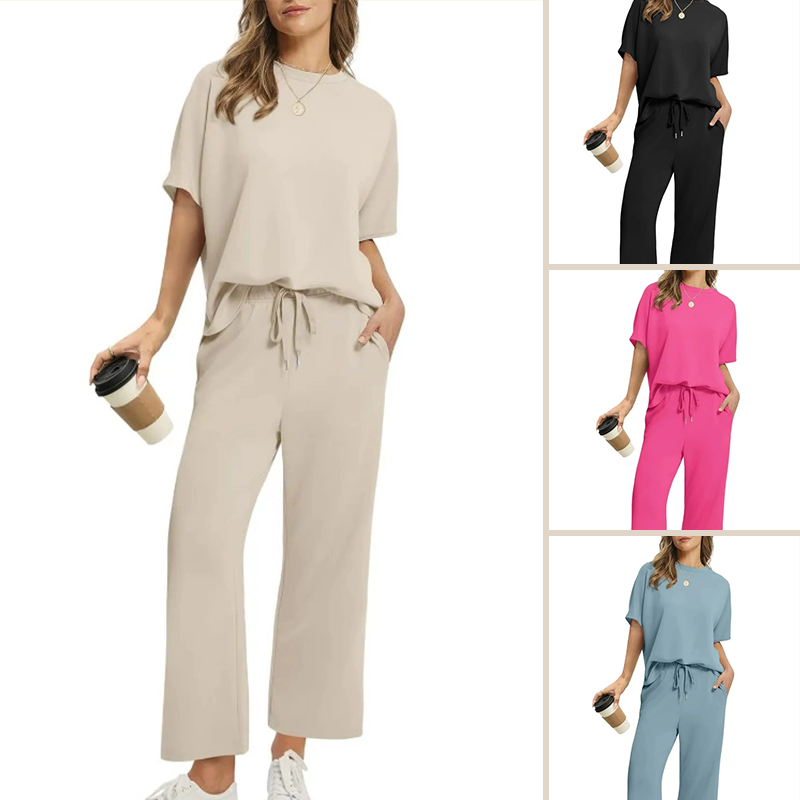 🌸New Arrival 50%OFF💖Women’s Summer Oversized Wide Leg Crop Pants Two Piece Outfits Set