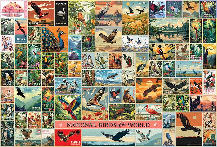 National Birds of the World | 2000 Piece | AI Assistance