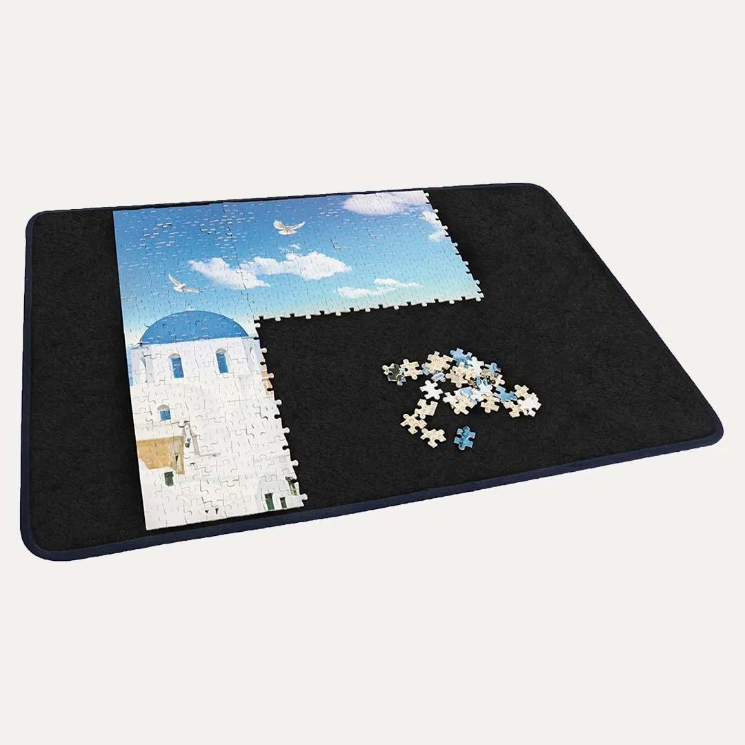 Jigsaw Puzzle Board Portable Puzzle Mat (Blue/Black)