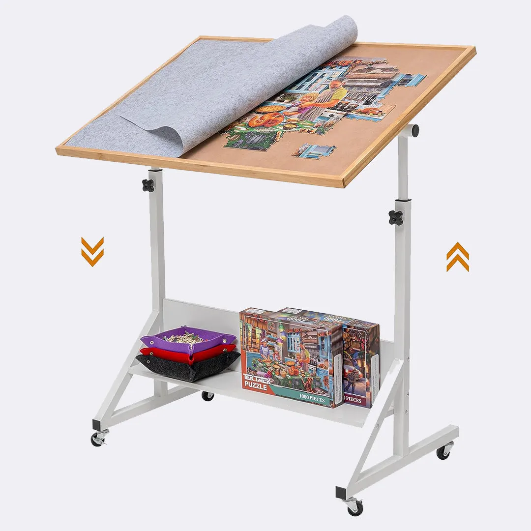 Jigsaw Puzzle Table with Angle & Height Adjustment，Puzzle Board with Cover for Up to 1500 Pieces