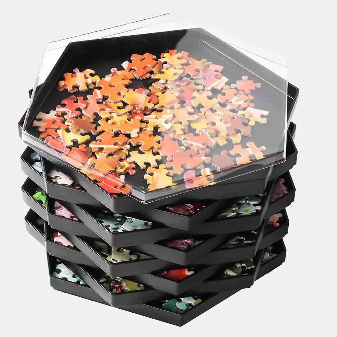 Stackable Puzzle Sorting TraysUp to 1500 Pieces, 8 Hexagonal Tray