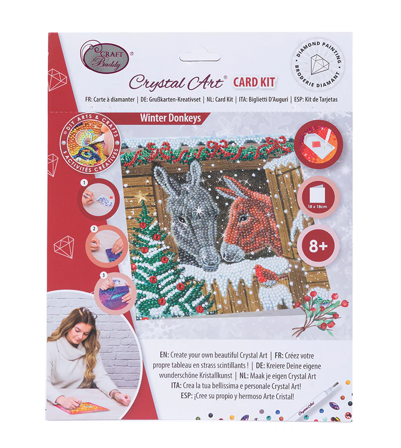 Crystal Art Card Kit: Winter Donkeys