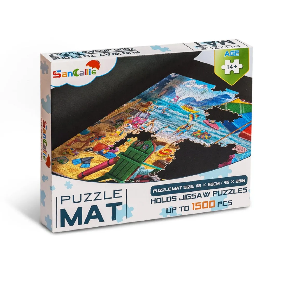Puzzle Mat Roll Jigsaw Storage Felt Mat Up To 1,500 Pieces with 4 Puzzle Trays