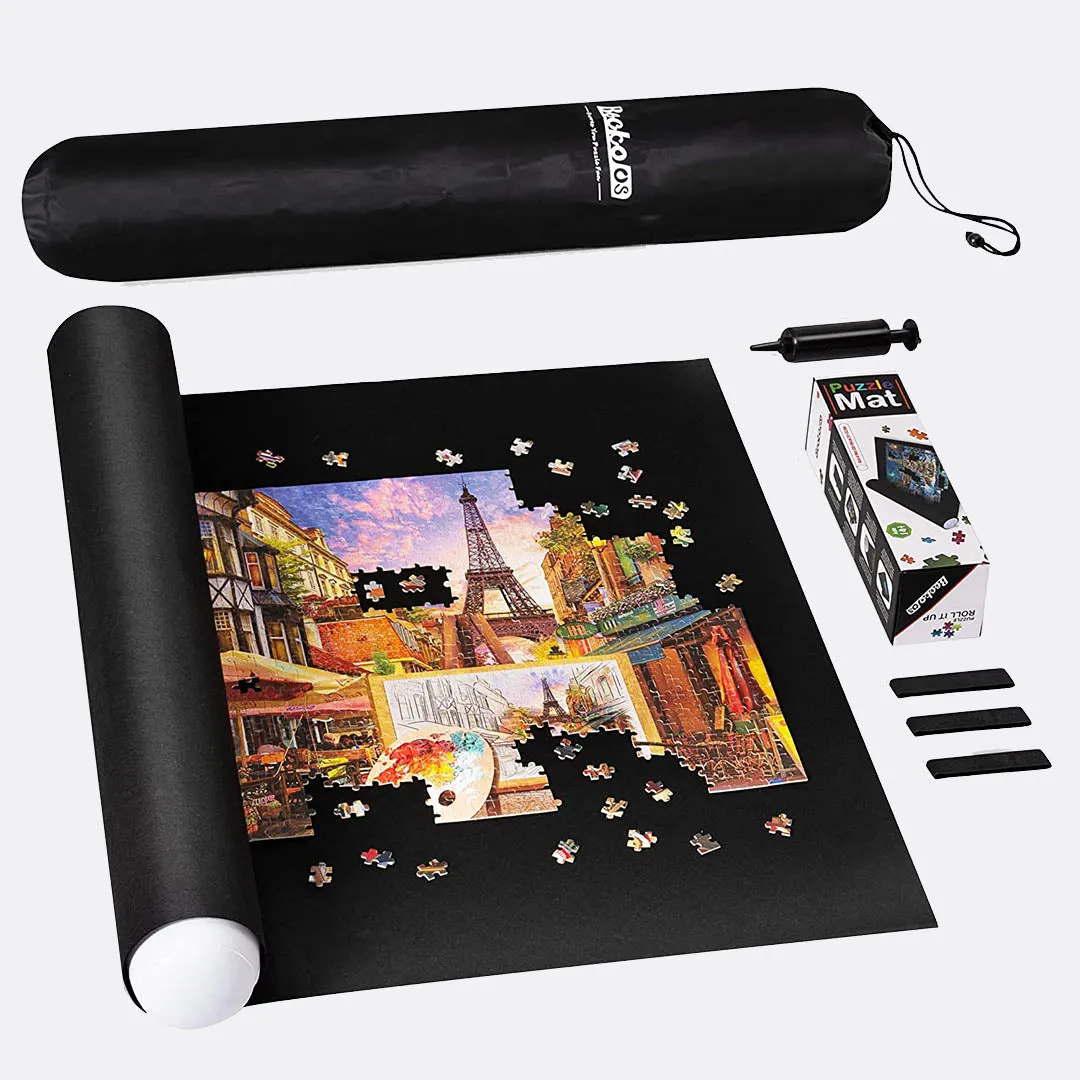 2000 Pc Jigsaw Puzzle Pad Mat with Black Pump & Drawstring Storage Bag