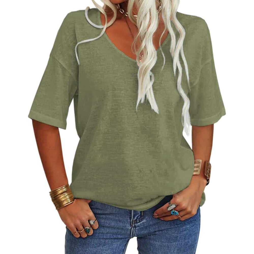 🔥 2026 Best Seller | Classic Solid V-Neck Tee | Effortless Style 👗 【-50%】
