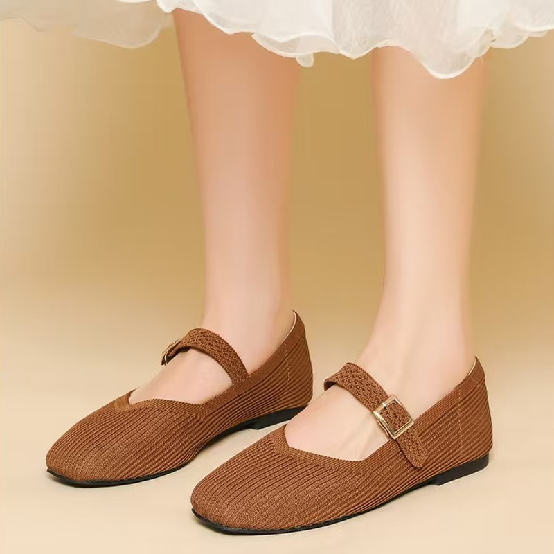 🔥 LIMITED-TIME SALE £12.99!!🎀Breathable Square Toe Ballet Flats – Knit, Lightweight, Comfy 👣