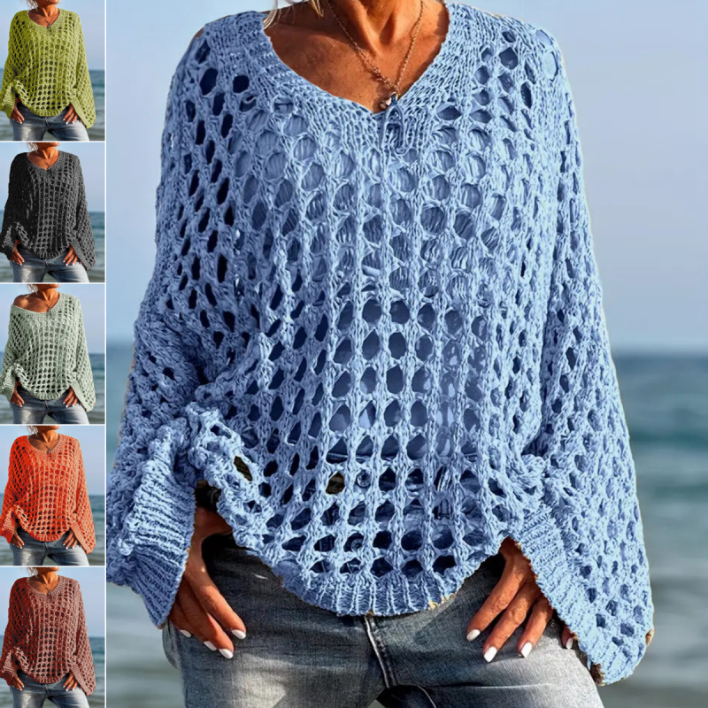 🔥💐SUMMER DAY SALE - ONLY £14.99!!⚡💐Women’s Casual Solid Color Crochet Knit Top☀️