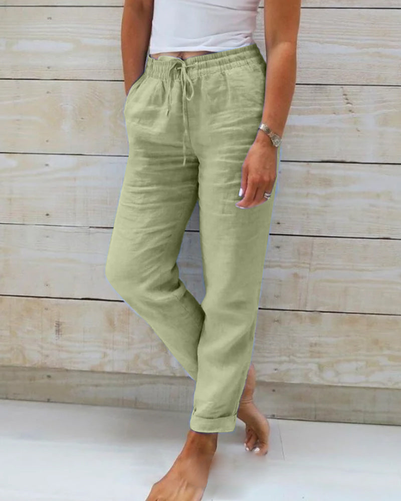 🌸LAST DAY SPECIAL PRICE: ￡10.99!!🌸Women's  Elastic Waist Cotton Linen Casual Pants
