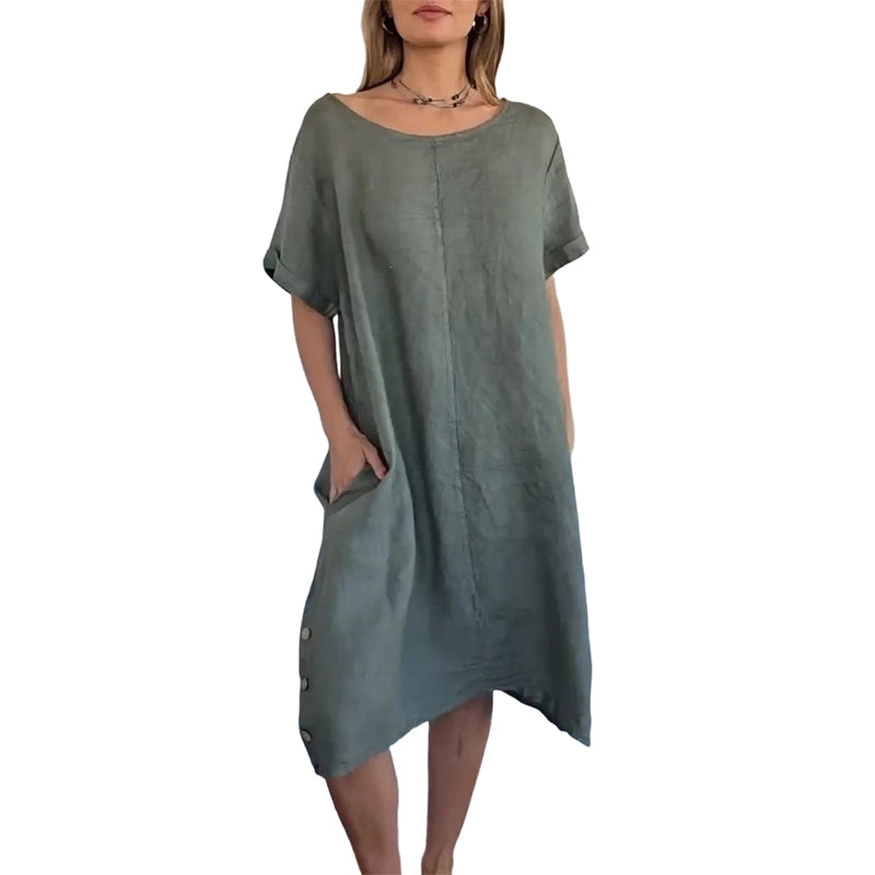 💃LAST DAY SALE 60% OFF⚡50K+ SOLD💕Women's Casual Cotton Linen Dress with Pockets