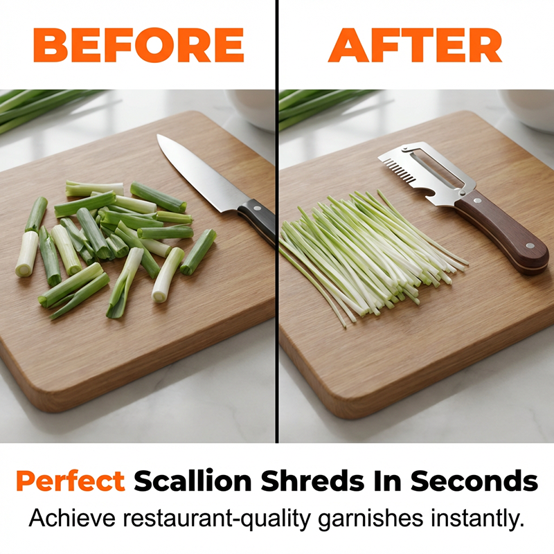 ⏰🔥LIMITED TIME 50% OFF! 🥒 3-in-1 Scallion Shredder & Peeler – Fast, Efficient & Must-Have Kitchen Tool ✨🍴