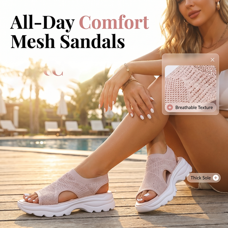 🩴Summer Hot Sale - Up to 70% OFF⚡50K+ SOLD!🎁Women's Breathable Mesh Platform Sandals