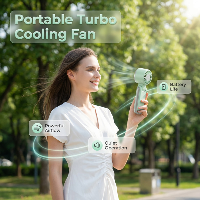 ❄️Summer cool-down deal: just £13.99!!⚡50K+ SOLD!❄️Foldable Turbo Handheld Fan with LED Display