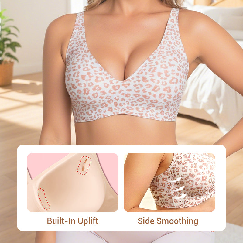 🏆Limited Time Special Price ￡11.99!!✨ Jelly Wireless Womens Comfortable Wireless Bras Push Up Bralettes Seamless Tshirts Bras Deep V Everyday Bras