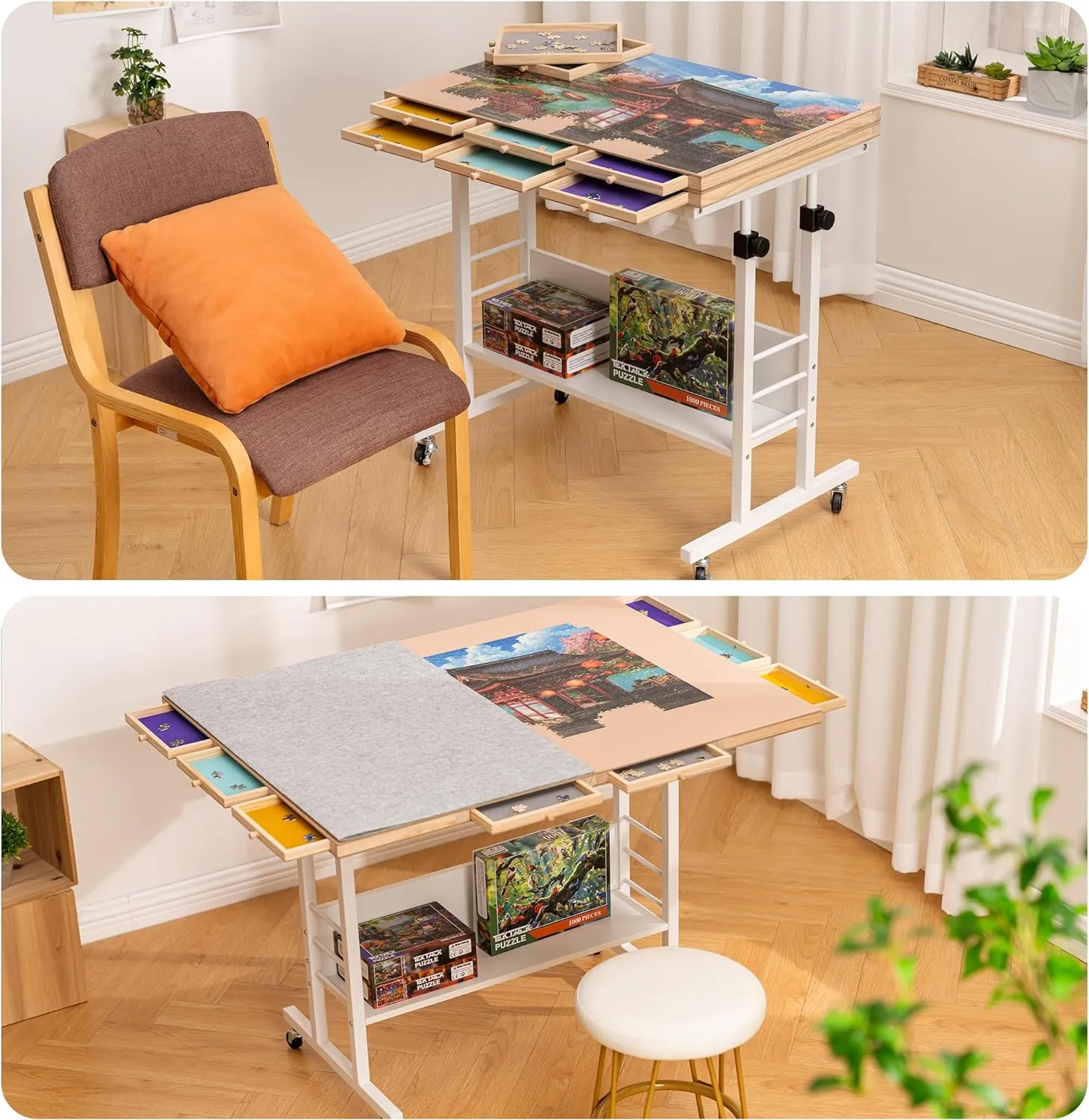 2000 Piece Foldable Jigsaw Puzzle Table with 2 Felt Cover