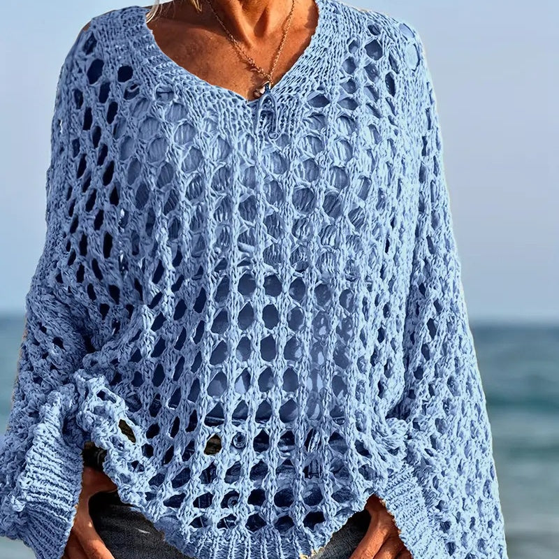 🔥💐SUMMER DAY SALE - ONLY £14.99!!⚡💐Women’s Casual Solid Color Crochet Knit Top☀️