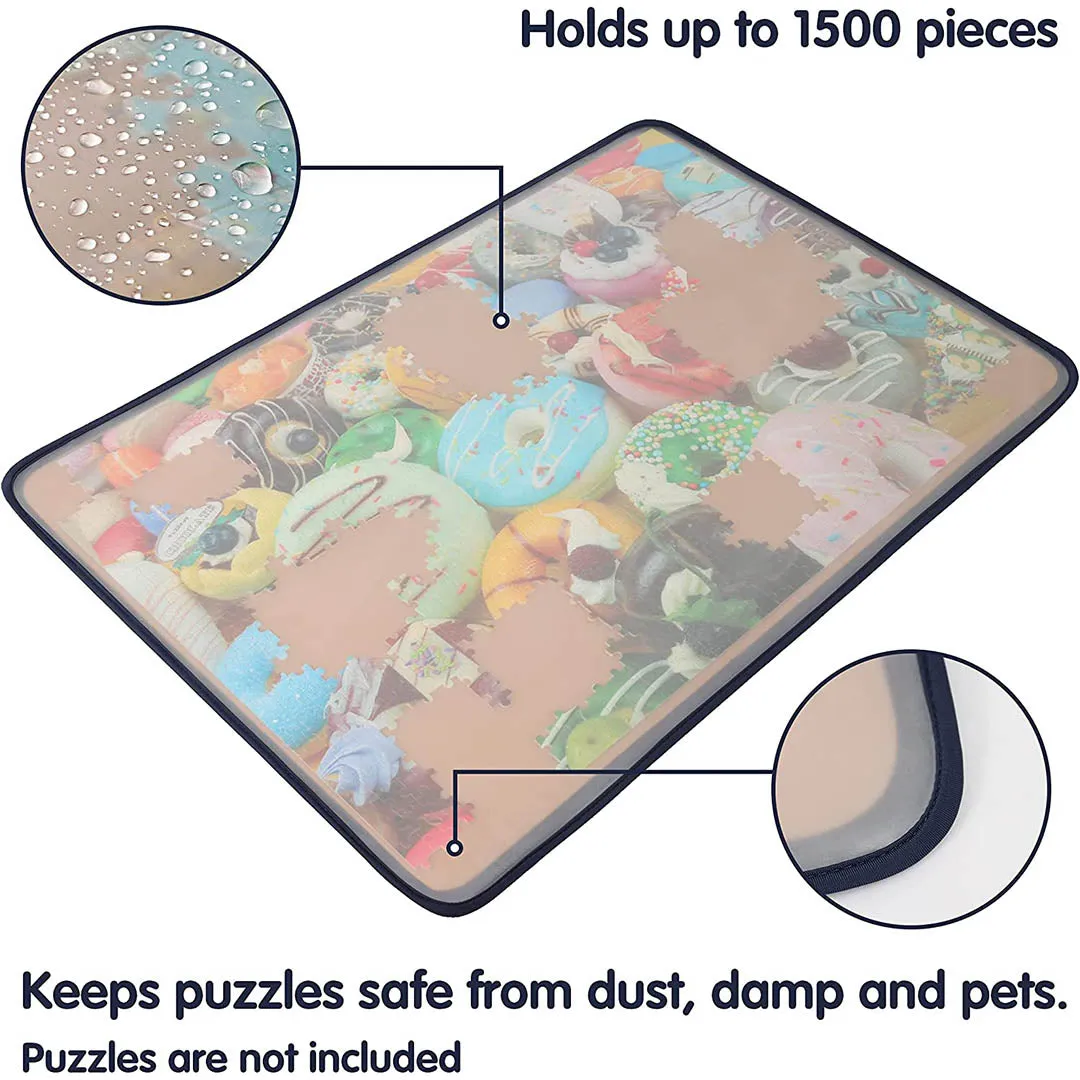 Jigsaw Puzzle Table Portable Puzzle Mat for Up to 1500 Pieces, with Dustproof Cover
