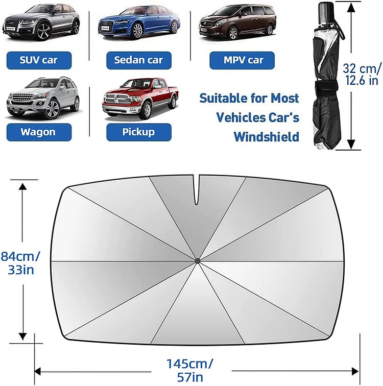 🚗❄️Summer Hot Sale - ONLY ￡14.99!!❄️Foldable Anti-UV Windshield Sunshade, Multipurpose Car Front Window Heat Protective Umbrella for Sedan SUVs, Automotive Exterior Accessories for Men & Women, Car Stuff, Vehicle❄️
