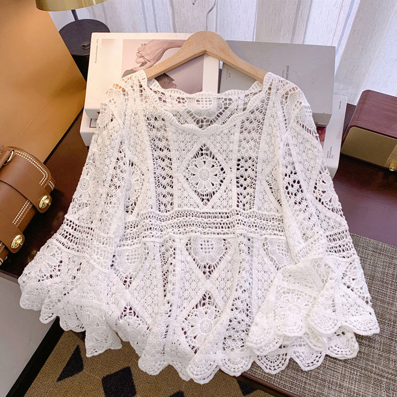 👚 60% OFF NOW! 🌸 Women's Vintage-Inspired Lace Cover-Up Blouse – Delicate Lace, Flowy Fit & Perfect for Layering or a Romantic Look ✨