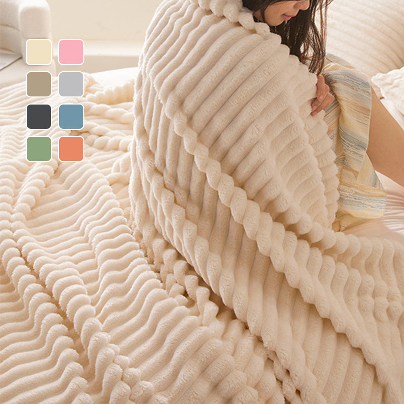 🎁LAST DAY SPECIAL PRICE: ￡11.99!!🎅Super Soft Fur Ribbed Fleece Throw Blanket⛄🔥
