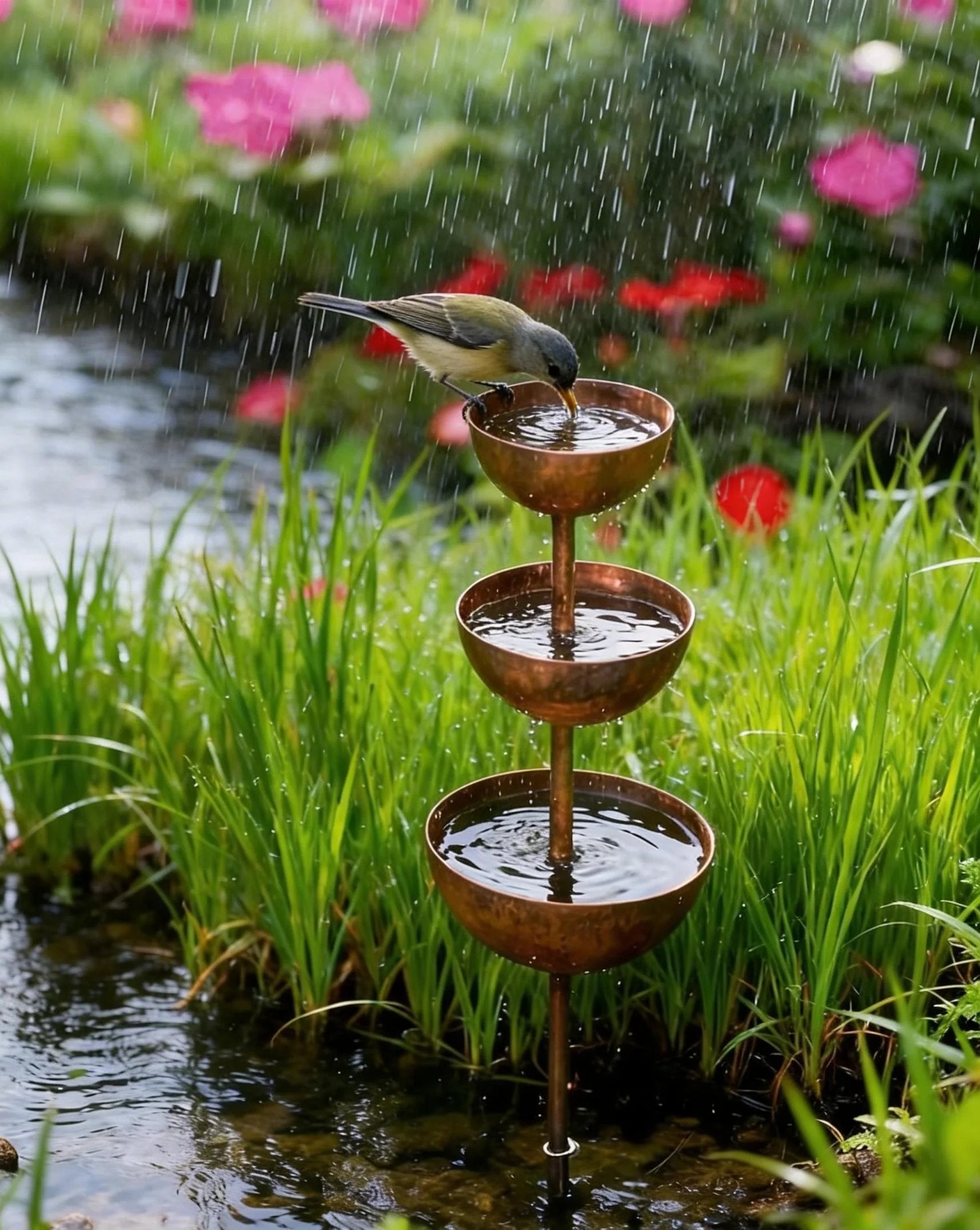 🐦Final Hours Flash Sale ￡8.99!!⚡ Rain Catcher - Plant Support 🌧️Metal Garden Ornament