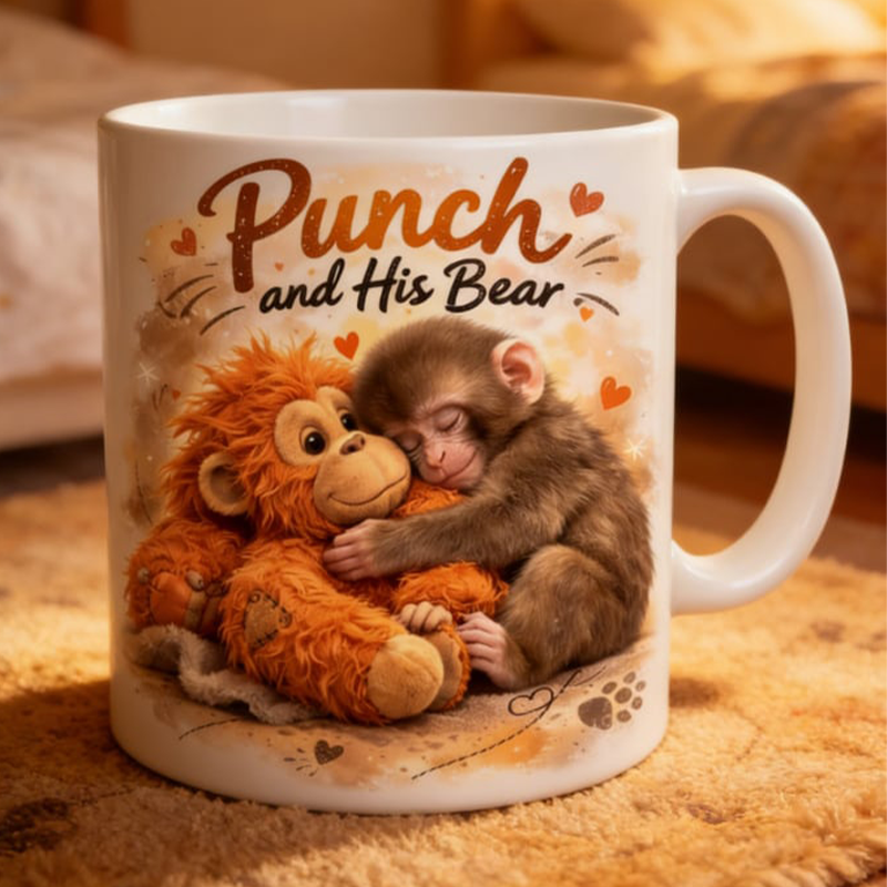 🥳2026 HOT SALE🥳 50% OFF!🔥Punch and His Bear Cute Monkey Ceramic Mug