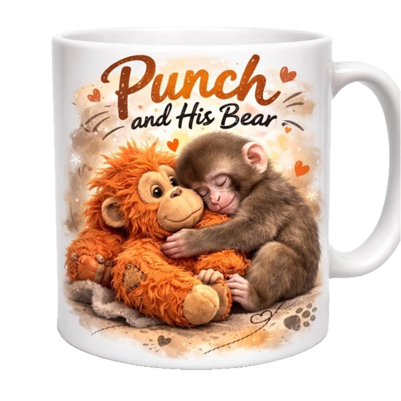 🥳2026 HOT SALE🥳 50% OFF!🔥Punch and His Bear Cute Monkey Ceramic Mug