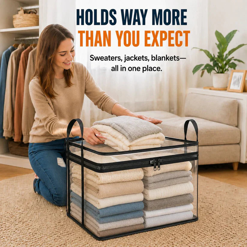 Transparent Storage Bag – Large, Dust & Moisture-Proof with Handle✨Ultimate All-in-One Organizer for Clothes, Toys, Books, Stuffed Animals & Absolutely Everything! 🧸📚👕🧦