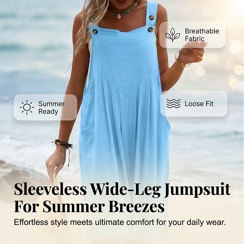 🌸 LIMITED TIME Special Price:£ 15.99 ✨Sleeveless Wide-Leg Jumpsuit For Summer Breezes