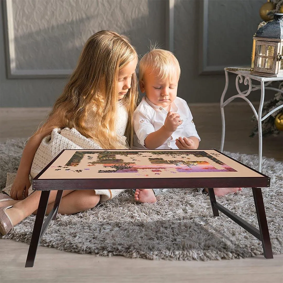 Wooden Portable Folding Tilting Puzzle Table for  Puzzles Up to 1500 Pieces