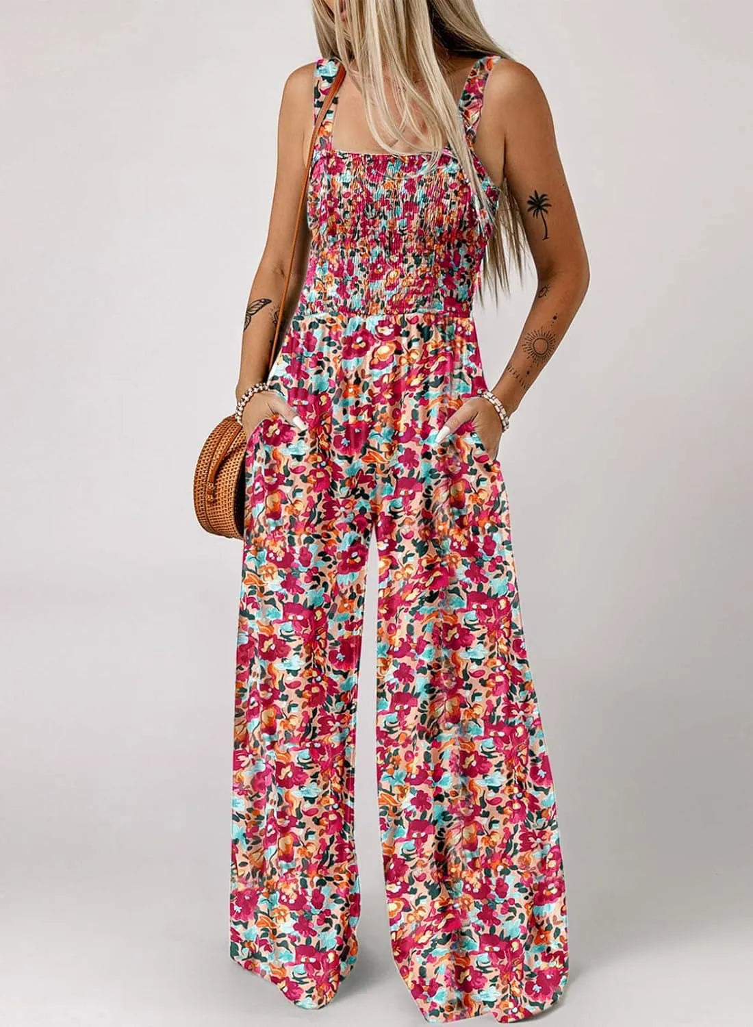 🏖️Hot Sale 50% OFF🌼Women’s Casual Print Sleeveless Overalls Jumpsuits