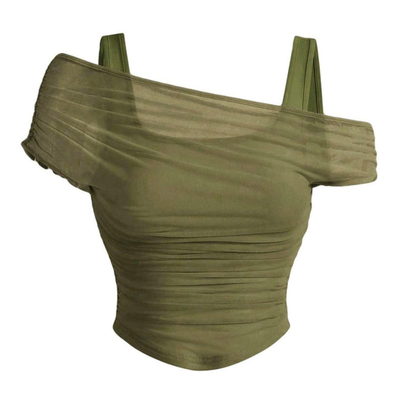 🌷 LIMITED TIME 50% OFF! 🌷Women's Asymmetrical Ruched Mesh Top