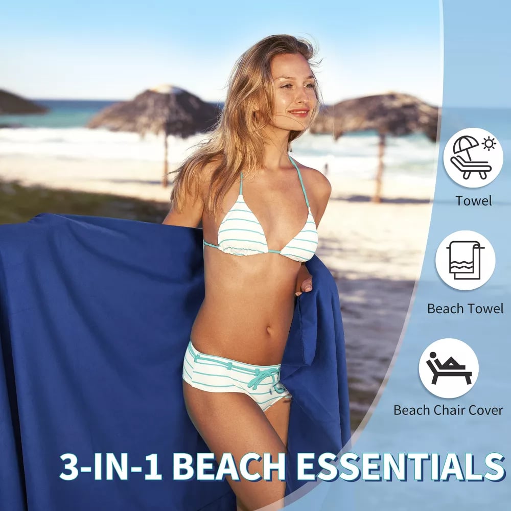 🏖️Summer Hot Sale - ONLY ￡14.99!!⚡50K+ SOLD!🌞🌊Sun Lounger Towel in Bag with Pockets Storage