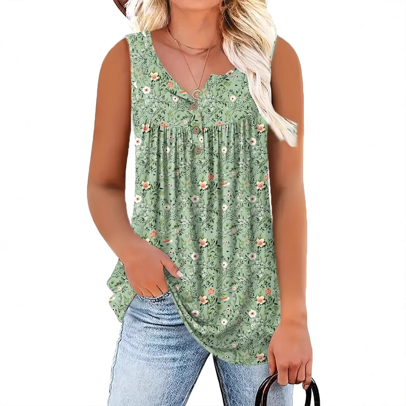 📢LAST DAY SPECIAL PRICE: ￡11.99!⏰Women's Printed Button Sleeveless Top