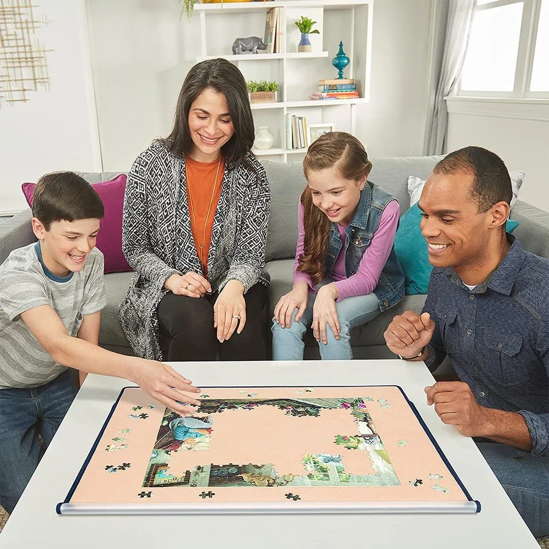Jigsaw Puzzle Board with Dustproof Cover for Puzzles Up to 1000 Pieces (Khaki)