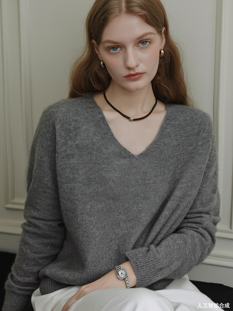 Women's grey  collar sweater