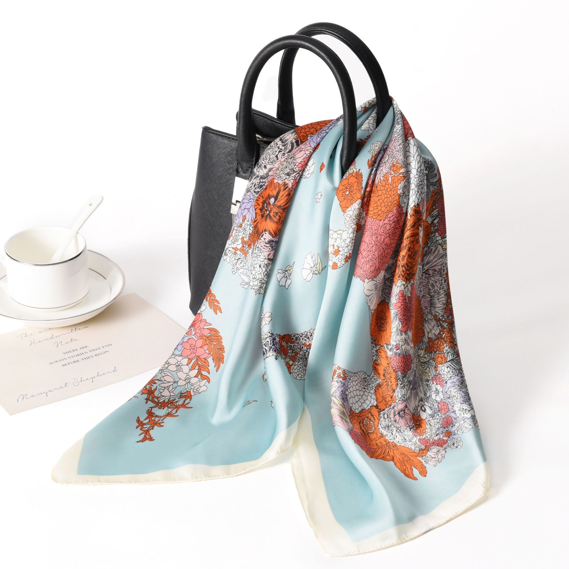 Soft Pastel Colored Silk Scarf for Spring and Summer